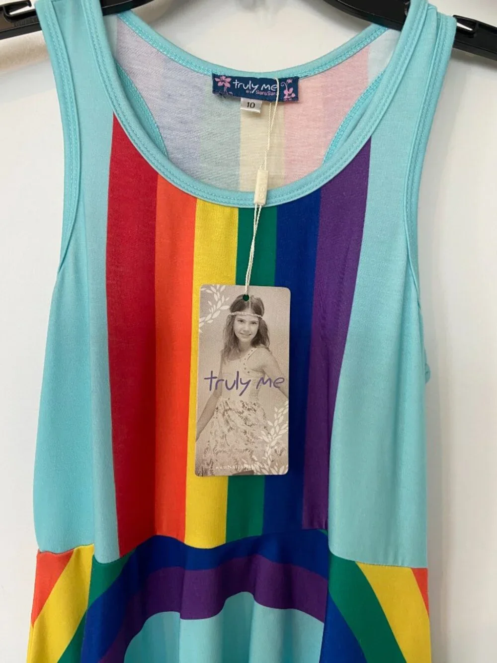 Truly Me by Hannah Banana Boutique Girls Rainbow Dress Size 10 NWT High Low  🌈✨